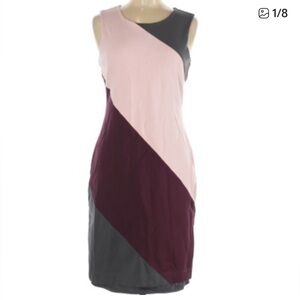 Banana Republic Color-block sleeveless dress in pink, burgundy, gray Size 14